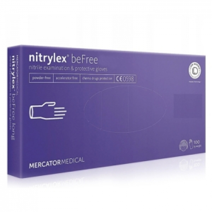 Рукавички нітрилові MERCATOR Nitrylex Befree VIOLET неопудрені, розмір S, 100 шт
