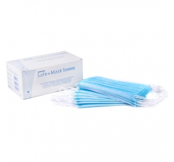 Маска защитная Medicom Safe + Mask Economy с ушными петлями, голубая (50 шт)