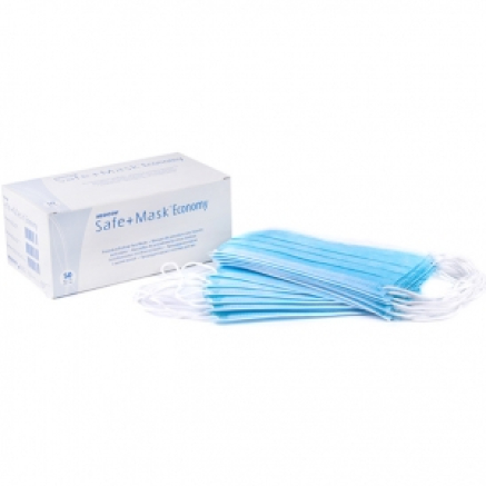 Маска захисна Medicom Safe + Mask Economy з вушними петлями, блакитна (50 шт)