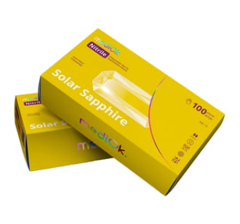 Рукавички нітрилові MediOk SOLAR SAPPHIRE жовті неопудрені, розмір M, 100 шт