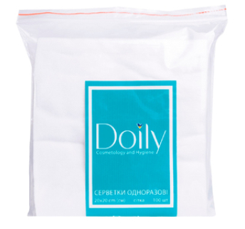 Салфетки в пачке Doily 20х20см из спанлейса, сетка (100шт)