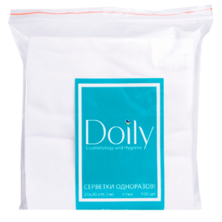 Серветки в пачці Doily 20х20см зі спанлейсу, сітка (100шт)