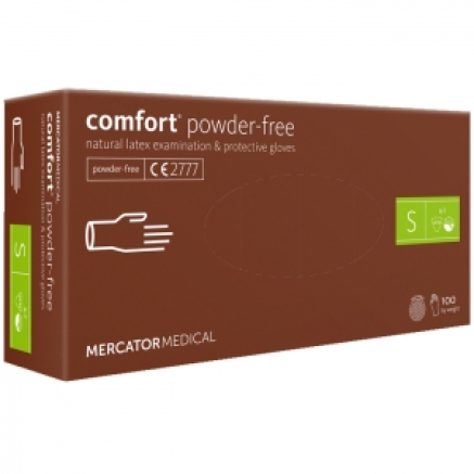 Рукавички латексні MERCATOR Comfort Powder-Free WHITE неопудрені, розмір S, 100 шт