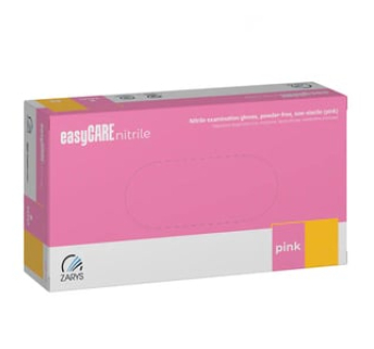 Рукавички нітрилові easyCARE nitrile PINK рожеві неопудрені, розмір M, 100 шт