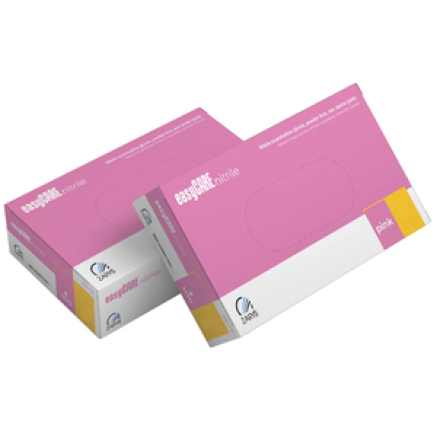 Рукавички нітрилові easyCARE nitrile PINK рожеві неопудрені, розмір M, 100 шт