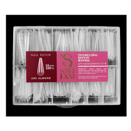 Верхні форми для нарощування нігтів Steffani Nail Patch Arc Almond 120 шт., арочний мигдаль