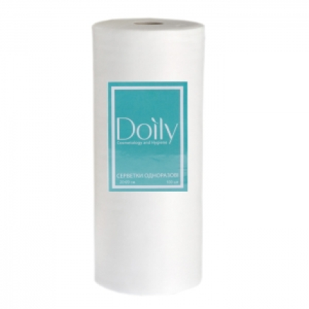 Серветки в рулоні Doily 20х20см зі спанлейсу, гладкі (100шт)