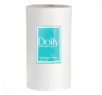Полотенца одноразовые в рулоне Doily 40х70см из спанлейса, гладкие (100шт)