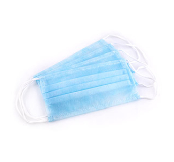 Маска захисна тришарова з вушними петлями, блакитна 100 шт