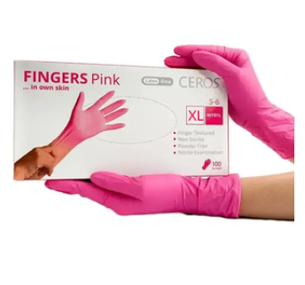 Рукавички нітрилові CEROS Fingers PINK, ХL, 100 шт
