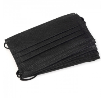 Маска медична тришарова Disposable з вушними петлями, чорна (50 шт)