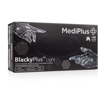 Рукавички нітрилові MEDIPLUS BlackyPlus Light BLACK неопудрені, розмір S, 100 шт