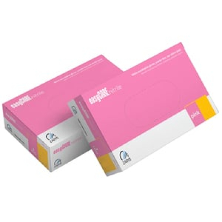 Рукавички нітрилові easyCARE nitrile PINK рожеві неопудрені, розмір S, 100 шт
