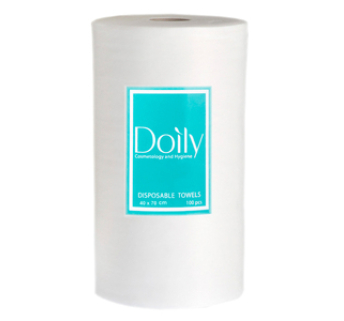 Полотенца одноразовые в рулоне Doily 40х70см из спанлейса, сетка (100шт)