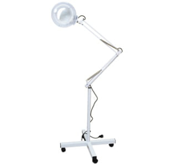 Лампа-лупа з люмінесцентним підсвічуванням на штативі з пружиною