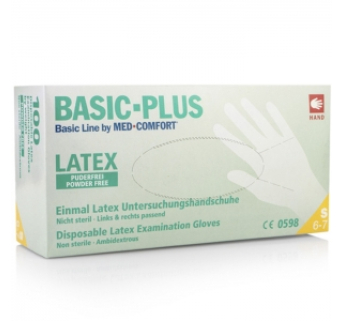 Рукавички латексні MED-COMFORT Latex Basic Plus WHITE неопудрені, розмір S, 100 шт