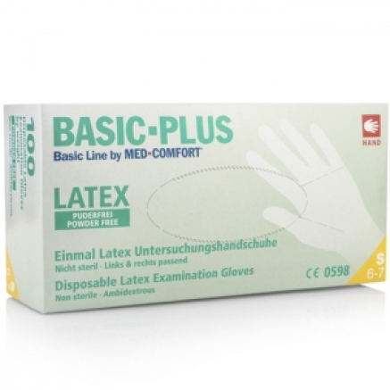 Рукавички латексні MED-COMFORT Latex Basic Plus WHITE неопудрені, розмір S, 100 шт