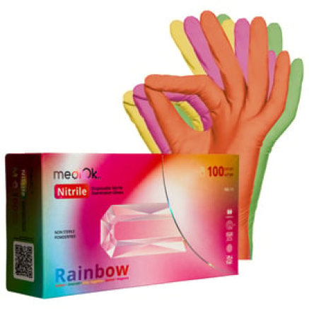 Рукавички нітрилові MediOk RAINBOW (5 кольорів) неопудрені, розмір S, 100 шт
