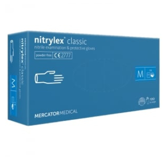 Рукавички нітрилові MERCATOR Nitrylex Classic BLUE неопудрені, розмір M, 100 шт