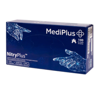 Рукавички нітрилові MEDIPLUS NitryPlus Violet неопудрені, розмір М, 100 шт