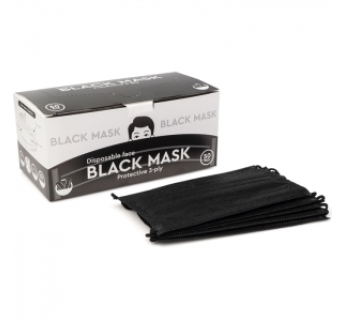 Маска медична тришарова Disposable з вушними петлями, чорна (1 шт)