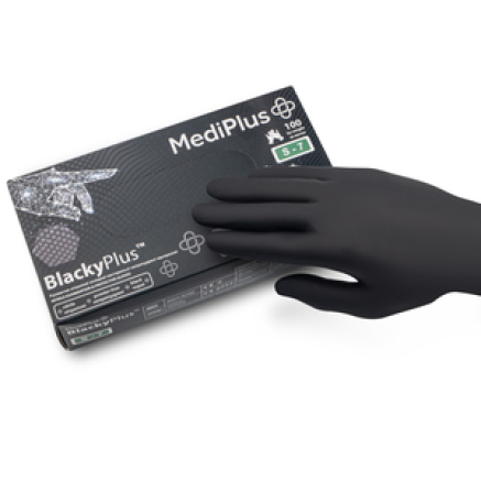 Рукавички нітрилові MEDIPLUS BlackyPlus BLACK неопудрені, розмір S, 100 шт