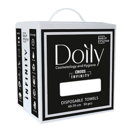 Рушники в коробці Doily CROSS INFINITY 40х70 см 50 шт зі спанлейсу, гладкі, білі
