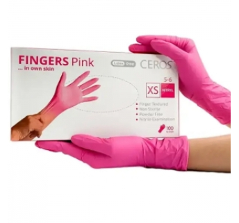 Рукавички нітрилові CEROS Fingers PINK, XS, 100 шт