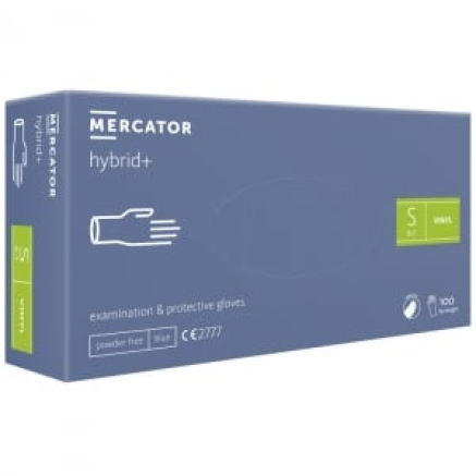 Рукавички вінілові MERCATOR Hybrid+ неопудрені, розмір S, 100 шт