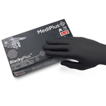 Рукавички нітрилові MEDIPLUS BlackyPlus BLACK неопудрені, розмір L, 100 шт