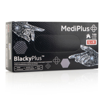 Рукавички нітрилові MEDIPLUS BlackyPlus BLACK неопудрені, розмір L, 100 шт