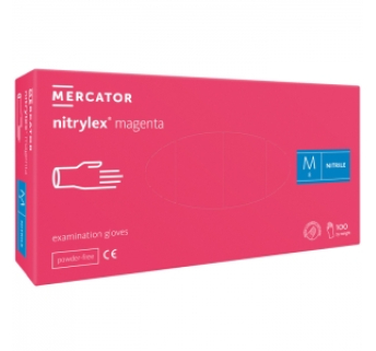 Рукавички нітрилові Mercator Nitrylex MAGENTA неопудрені, розмір M, 100 шт