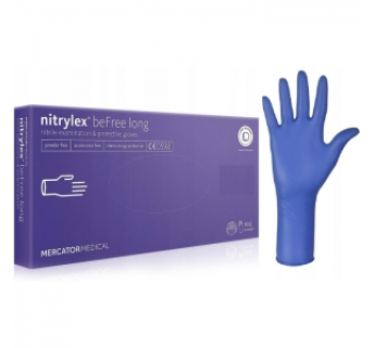 Нітрилові рукавиці MERCATOR Nitrylex Befree Long VIOLET (подовжена манжета) неопудрені, розмір M, 100 шт