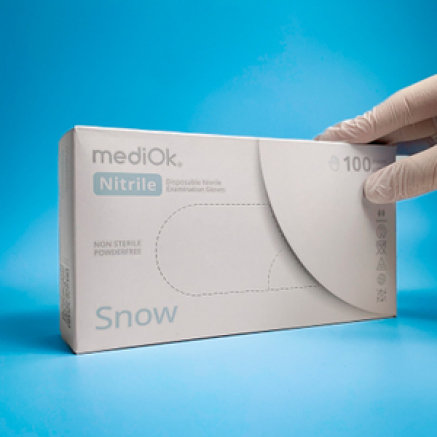 Рукавички MediOk Snow Білі, неопудрені, текстуровані, розмір L, 100 шт