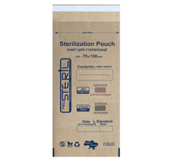 Крафт-пакети для стерилізації Prosteril 75х150 мм, коричневі (100 шт)
