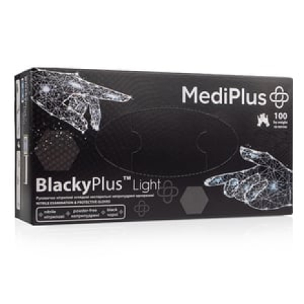 Рукавички нітрилові MEDIPLUS BlackyPlus Light BLACK неопудрені, розмір M, 100 шт