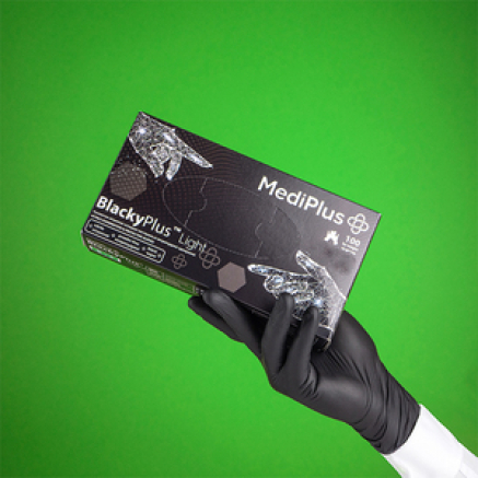 Рукавички нітрилові MEDIPLUS BlackyPlus Light BLACK неопудрені, розмір L, 100 шт