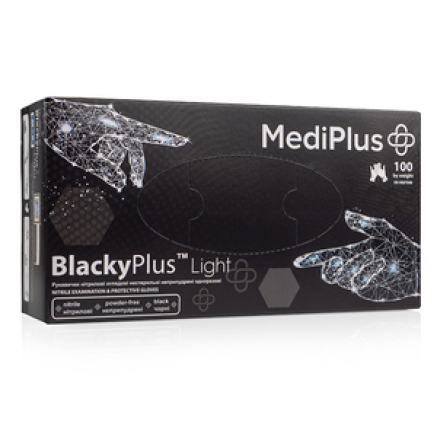 Рукавички нітрилові MEDIPLUS BlackyPlus Light BLACK неопудрені, розмір L, 100 шт