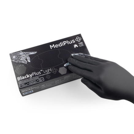 Рукавички нітрилові MEDIPLUS BlackyPlus Light BLACK неопудрені, розмір M, 100 шт