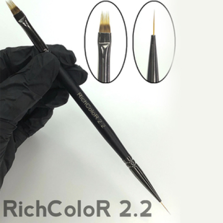 Пензель для дизайну двосторонній омбре/тонкий RichСolor №2.2, нейлон