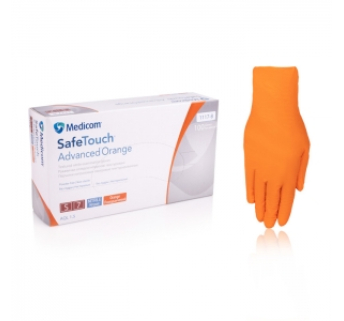 Нітрилові рукавички неопудрені Medicom SafeTouch Advanced Orange (помаранчевий), розмір L, 100 шт