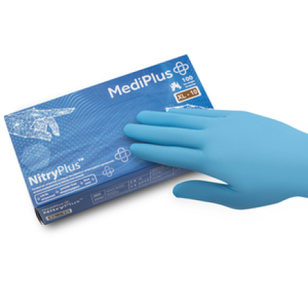 Рукавички нітрилові MEDIPLUS NitryPlus BLUE неопудрені, розмір XL, 100 шт