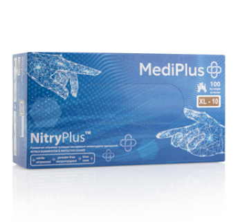 Рукавички нітрилові MEDIPLUS NitryPlus BLUE неопудрені, розмір XL, 100 шт