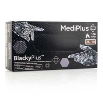 Рукавички нітрилові MEDIPLUS BlackyPlus BLACK неопудрені, розмір XL, 100 шт