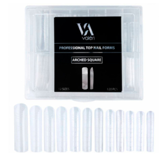 Верхні форми для нарощування нігтів Valeri Top Nail Forms Arched Square, 120 шт