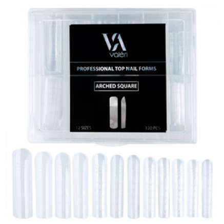Верхні форми для нарощування нігтів Valeri Top Nail Forms Arched Square, 120 шт