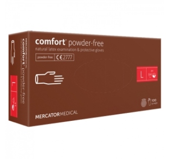 Рукавички латексні MERCATOR Comfort Powder-Free WHITE неопудрені, розмір L, 100 шт