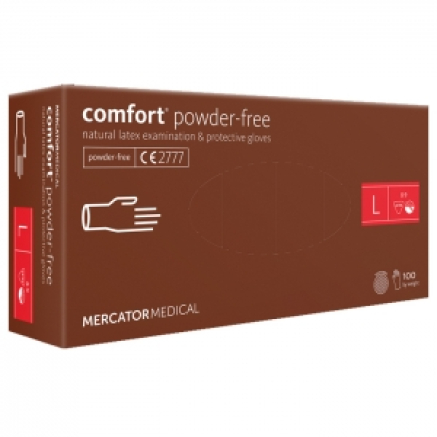 Рукавички латексні MERCATOR Comfort Powder-Free WHITE неопудрені, розмір L, 100 шт