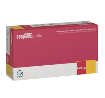 Рукавички нітрилові easyCARE nitrile BERRY малинові неопудрені, розмір XS, 100 шт
