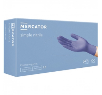 Рукавички нітрилові MERCATOR Simple Nitrile DARK BLUE неопудрені, розмір S, 100 шт